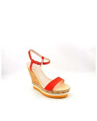 Plenty by Tracy Reese Tess Orange Suede Wedge Sandals Shoes
