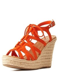Charlotte Russe Strappy Lace Up Wedge Sandals
