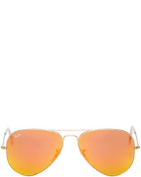 Ray-Ban Gold Orange Flash Aviator Sunglasses