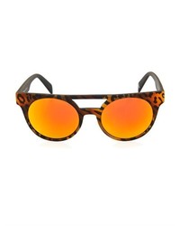 Italia Independent I Peach Acetate Round Frame Sunglasses