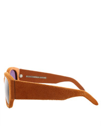 Linda Farrow X Alexander Wang Alexander Wang Terracotta Suede Rectangle Sunglasses