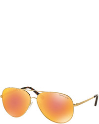 Michael Kors Michl Kors Mirrored Iridescent Aviator Sunglasses Goldorange