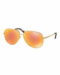 Michael Kors Michl Kors Mirrored Iridescent Aviator Sunglasses Goldorange