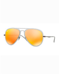 Ray-Ban Mirror Matte Clear Aviator Sunglasses Brownorange