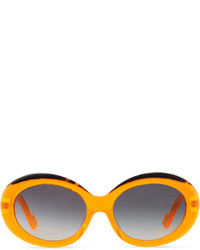 Courreges Plastic Oval Sunglasses With Curved Brow Orangeblack