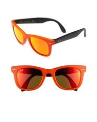 Ray-Ban Folding Wayfarer 50mm Sunglasses Matte Orange One Size