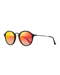 Ray-Ban Round Acetate Sunglasses Wmirror Lenses