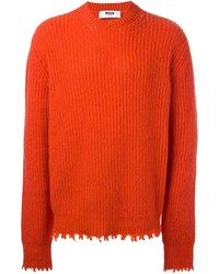 MSGM Frayed Ribbed Sweater