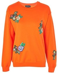 Topshop Floral Applique Sweatshirt