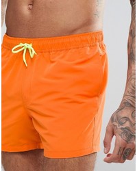 Asos Festival Swim Shorts In Orange With Contrast Drawcord Short Length