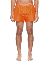 Versace Underwear Orange Greca Border Short Swim Shorts