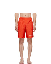Givenchy Red Paris Logo Long Swim Shorts
