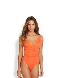 Carmen Marc Valvo One Piece Mediterranean Swimsuit Tangerine