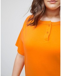 Asos Curve Curve T Shirt With Button Neck In Washed Oversized Fit