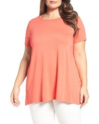 Vince Camuto Plus Size Highlow Mixed Media Tee