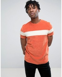 Asos T Shirt In Towelling Fabric With Contrast Panel In Orange