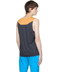 On Yellow Black Paneled Tank Top