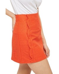 Topshop Textured Scallop Front Miniskirt