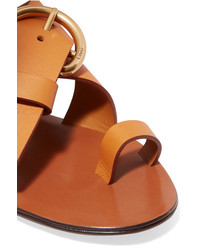 Chloé Nils Textured Leather Sandals Pastel Orange