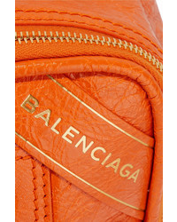 Balenciaga Blanket Small Textured Leather Tote Bright Orange