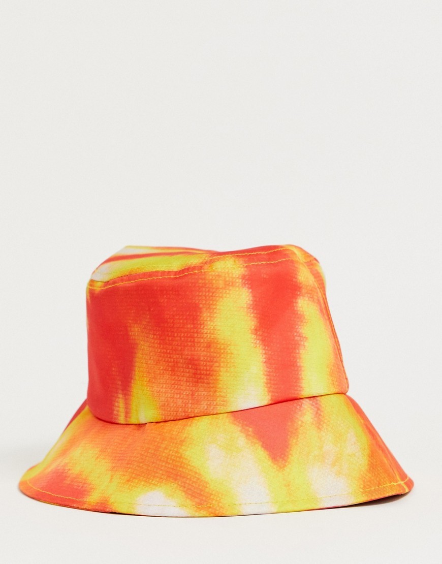 orange tie dye bucket hat