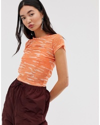 ASOS DESIGN Fitted Mesh Top In Tie Dye With Cap Sleeve