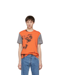 Helmut Lang Grey And Orange 3 Combo T Shirt