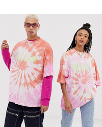 Collusion Unisex Tie Dye T Shirt With Print