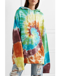 R13 Oversized Tie Dyed Cotton Blend Jersey Hoodie