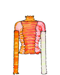 Orange Tie-Dye Long Sleeve Blouse