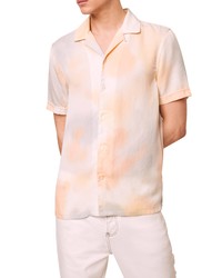 French Connection Slim Fit Tie Dye Short Sleeve Button Up Camp Shirt