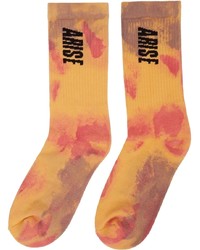 Aries Yellow Purple Tie Dye Logo Socks
