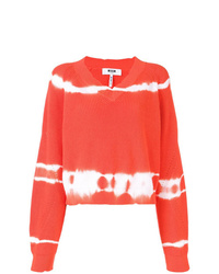 Orange Tie-Dye V-neck Sweater