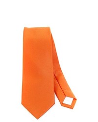Selini Orange Solid Polyester Slim Tie Pss2501