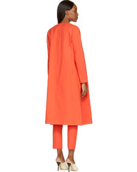 Cédric Charlier Orange Cotton Minimal Trench Coat