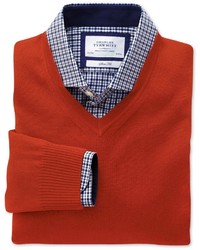 Charles Tyrwhitt Burnt Orange Merino V Neck Slim Fit Sweater