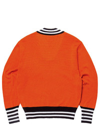 V Neck M Patch Sweater Orange