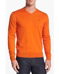Victorinox Swiss Army Signature V Neck Sweater Flare Orange Small