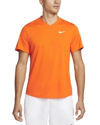 Nike Court Dri Fit Victory V Neck T Shirt In Magma Orangewhite At Nordstrom