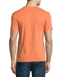 Armani Collezioni Short Sleeve V Neck Jersey T Shirt Orange