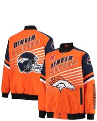 G-III SPORTS BY CARL BANKS Orangenavy Denver Broncos Extreme Strike Cotton Twill Full Snap Jacket At Nordstrom