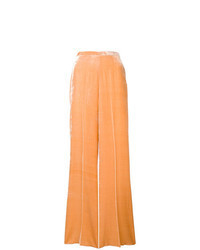 Orange Velvet Wide Leg Pants