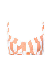 Orange Vertical Striped Bikini Top
