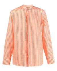 Etro Collarless Striped Linen Shirt