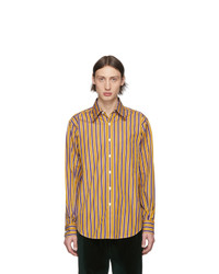 Orange Vertical Striped Long Sleeve Shirt