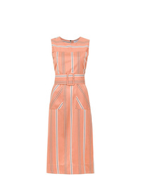 Orange Vertical Striped Sheath Dress