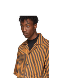 Acne Studios Orange And Grey Striped Shirt