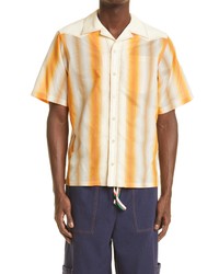 Wales Bonner Sunrise Gradient Stripe Short Sleeve Button Up Bowling Shirt In Orange Multi At Nordstrom