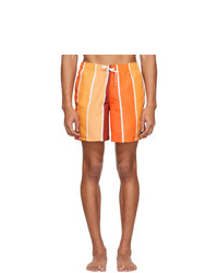Orange Vertical Striped Swim Shorts