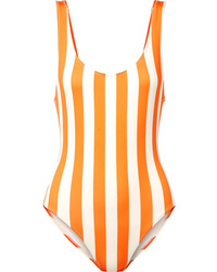 Orange Vertical Striped Swimsuit
